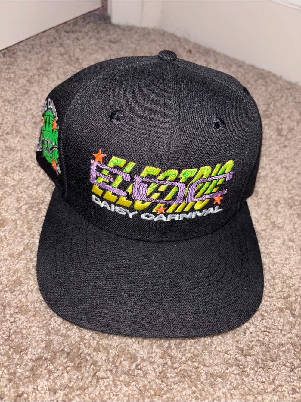Black Daisy Carnival 'Electric' Embroidered Snapback Hat